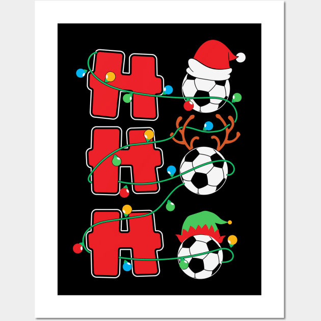 Ho Ho Ho Soccer Football Fan Christmas Gift Wall Art by BadDesignCo